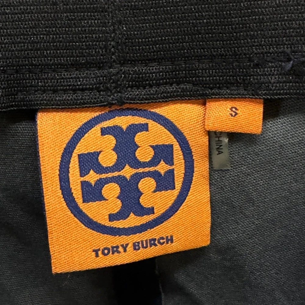 Tory Burch Ally Leather Pants Small Blue Slim Modern Classic Chic City Night Out